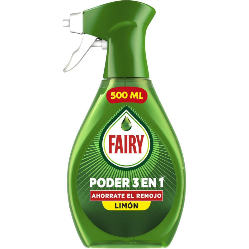 Fairy Poder Sin Remojo Limón Spray, Vajilla y Cocina, Antigrasa, 500ml